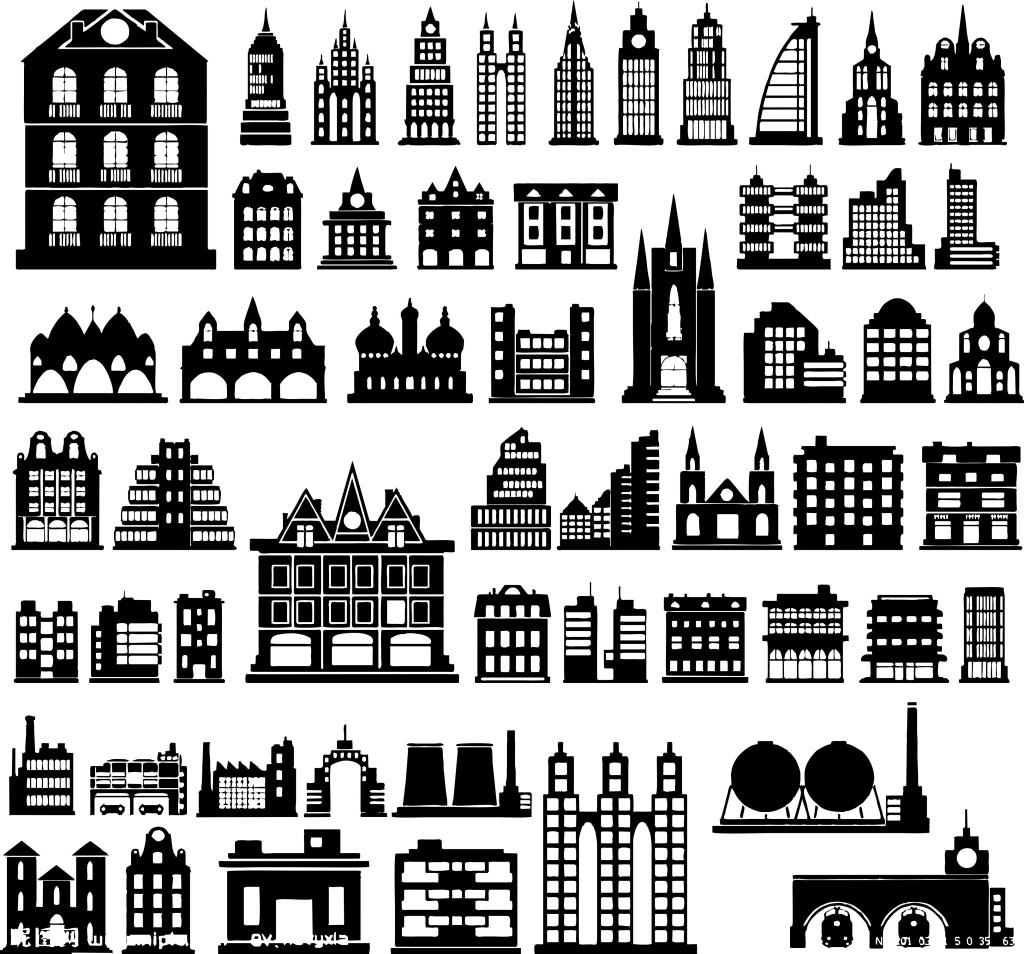 城市建筑剪影图片_装饰图案_设计元素_图行天下图库