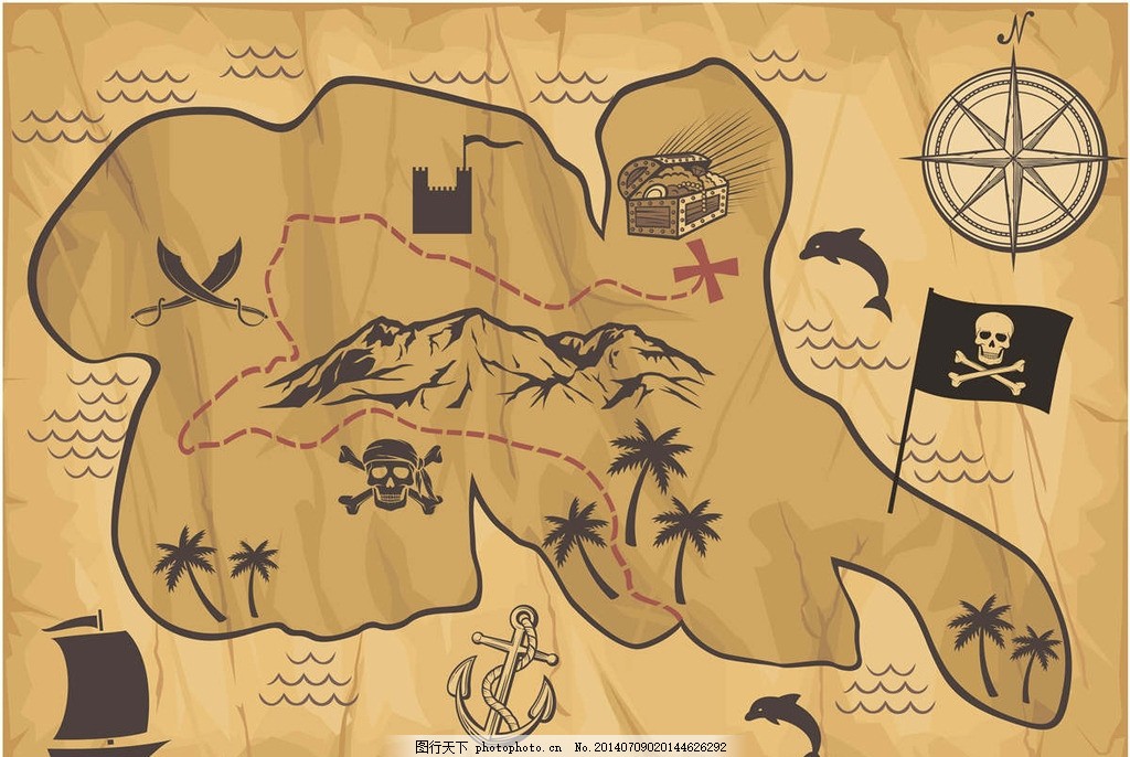 藏宝图 岛 海岛 海盗 海盗图标 盗贼 海盗标志 海