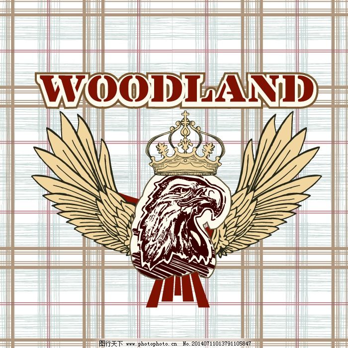 印花矢量图 动物图案 老鹰 文字 英文 免费素材