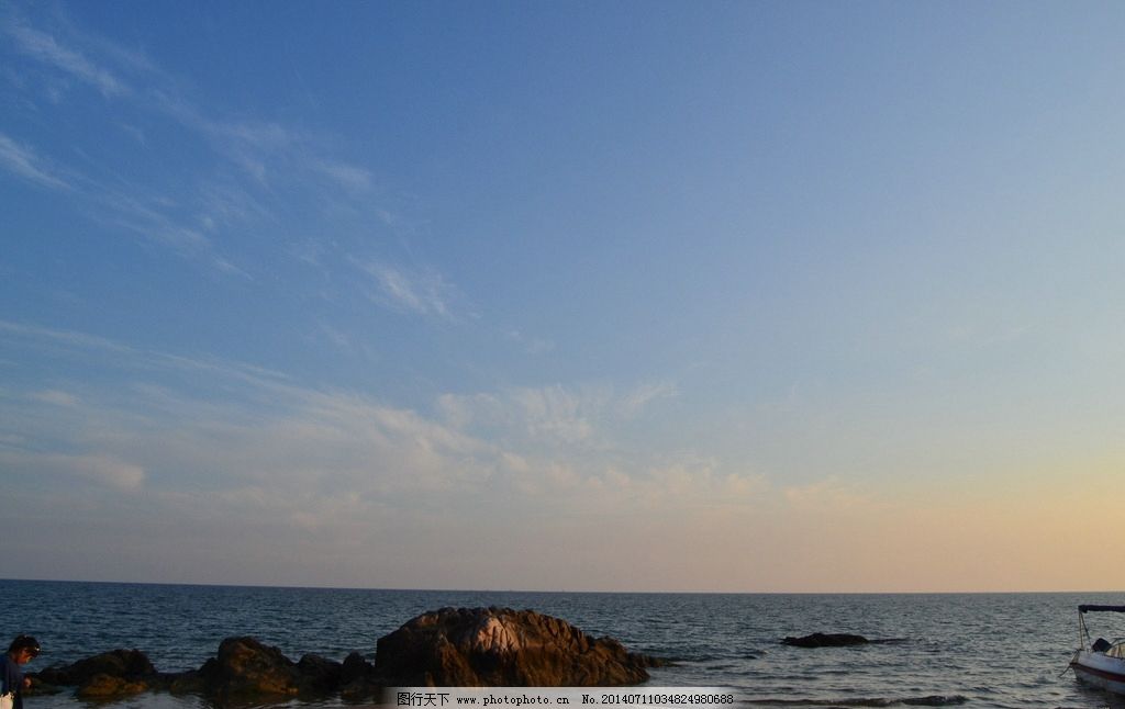 蓝天大海图片,北戴河 夕阳 海滩 自然风景 自然