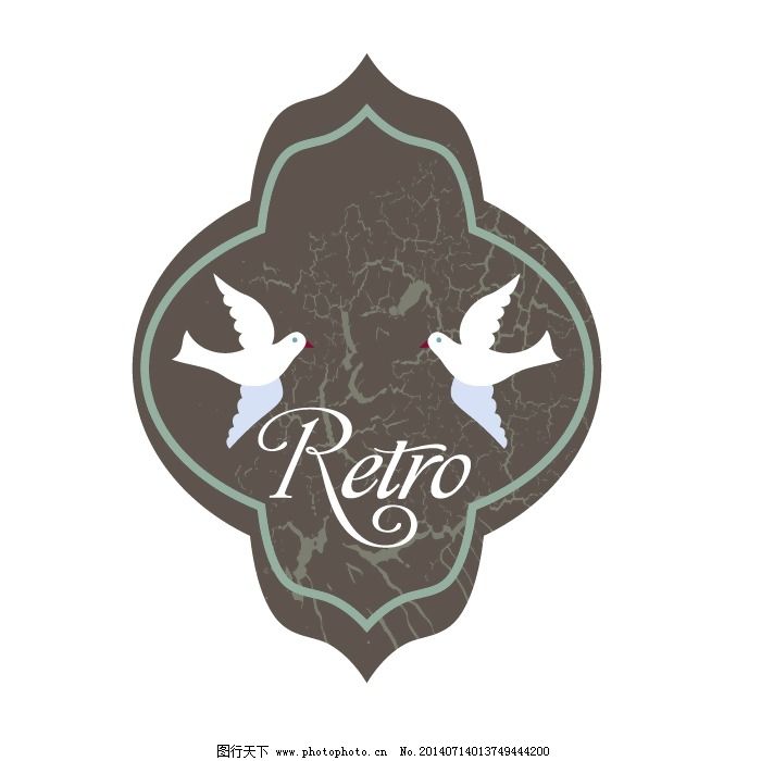 贴牌 文字 英文 花纹 鸽子 免费素材
