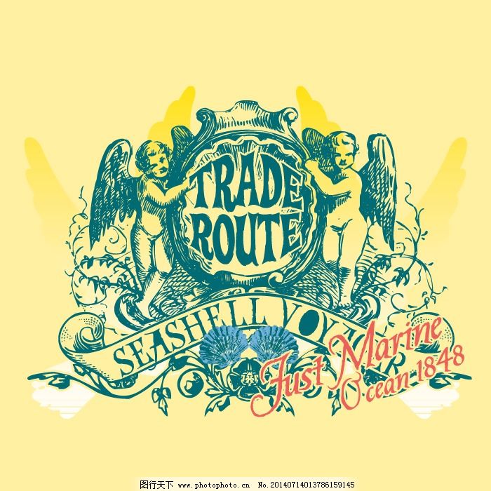 印花矢量图 人物 天使 英文 色彩 免费素材