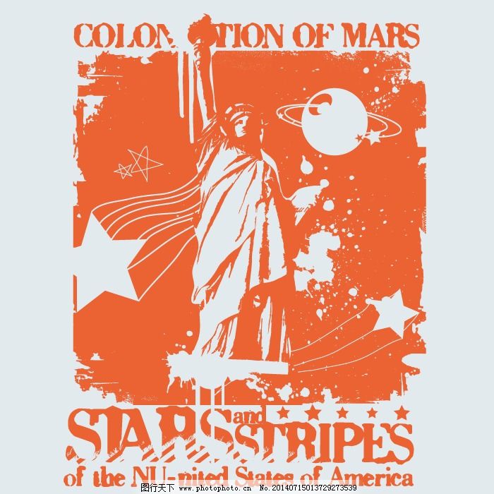 印花矢量图 图文结合 文字 英文 宇宙 免费素材