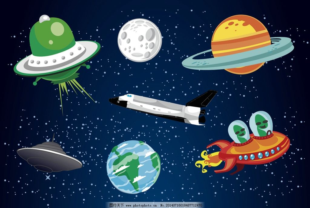 卡通外太空飞行器图片,星球飞船动漫动画-图行天下图库