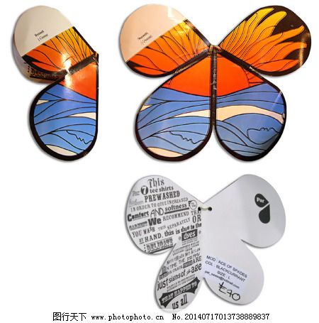 蝴蝶 英文 橙色 蓝色 灰色 免费素材