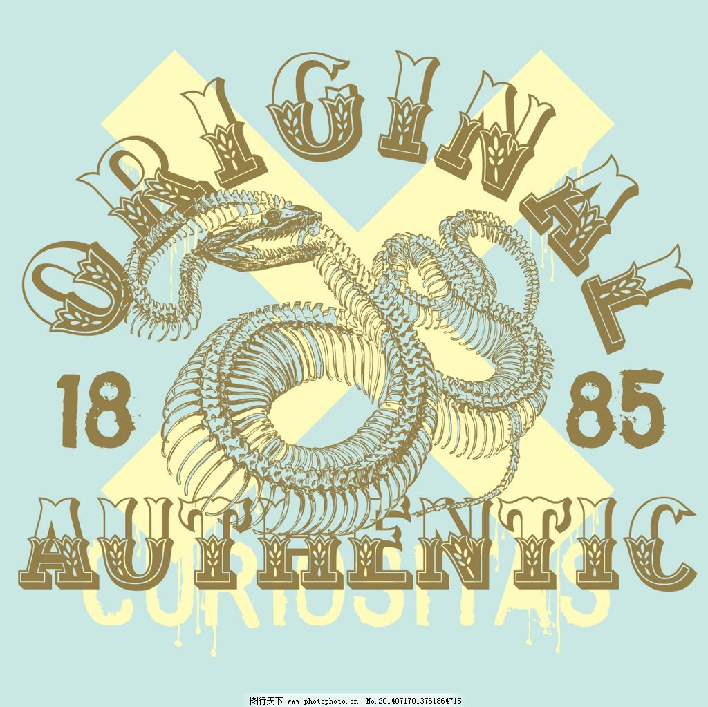 印花矢量图 动物 蛇 文字 英文 免费素材图片