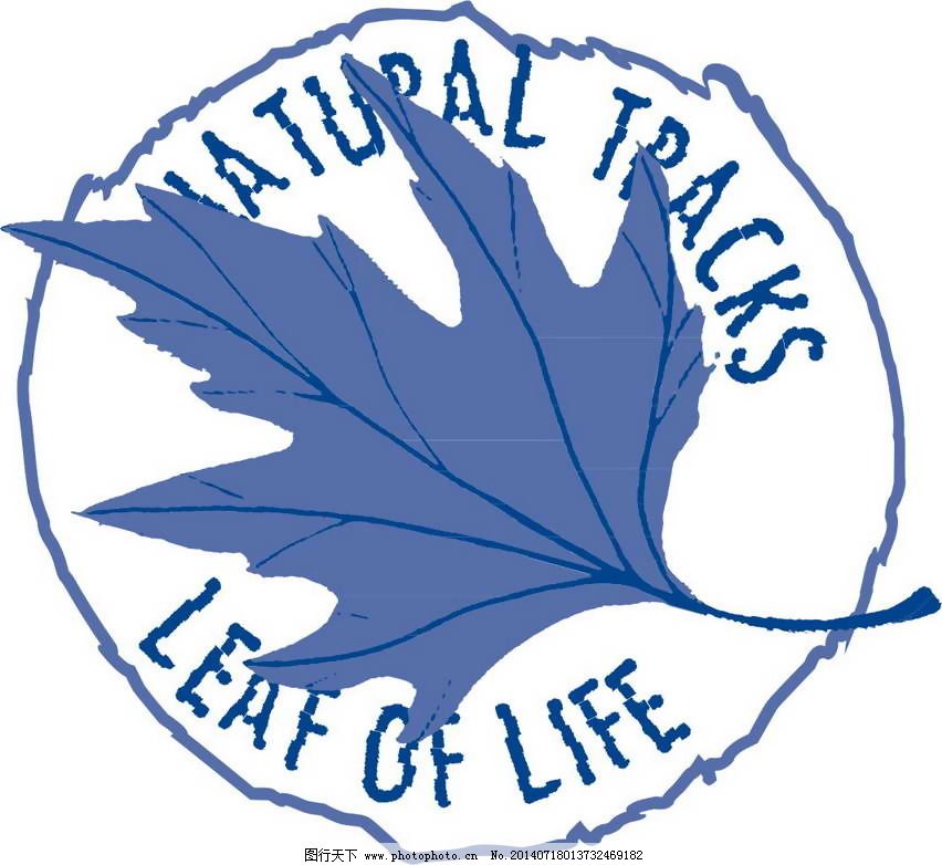印花矢量图 叶子 文字 英文 蓝色 免费素材
