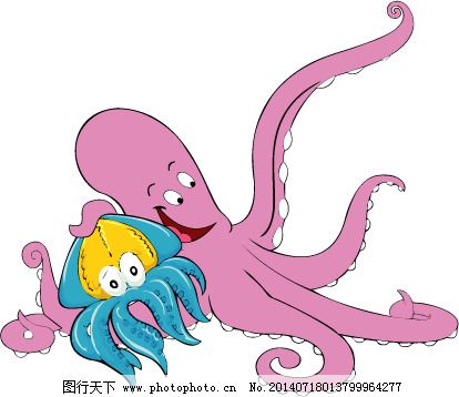 印花矢量图大全动物章鱼可爱卡通图片免费猴子捞月的ppt卡通色彩图片