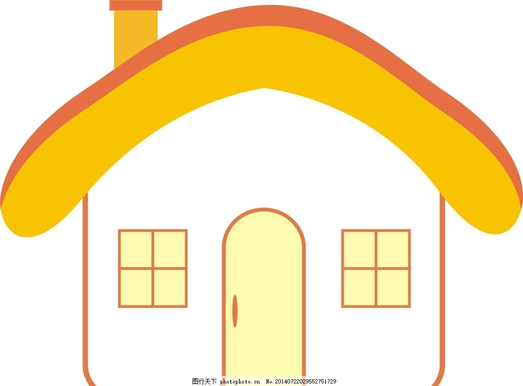 小房子,可爱 黄色 矢量-图行天下图库