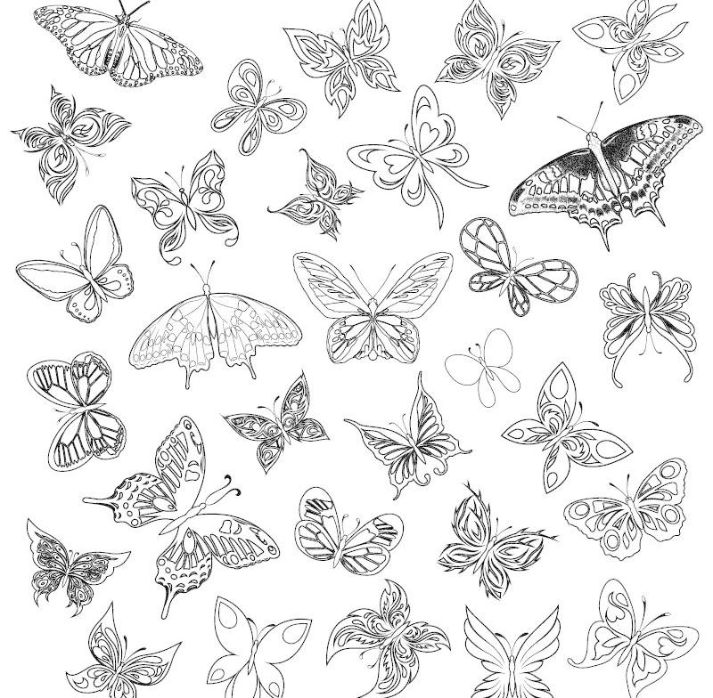 素材 蝴蝶/简单的手绘蝴蝶花纹矢量素材