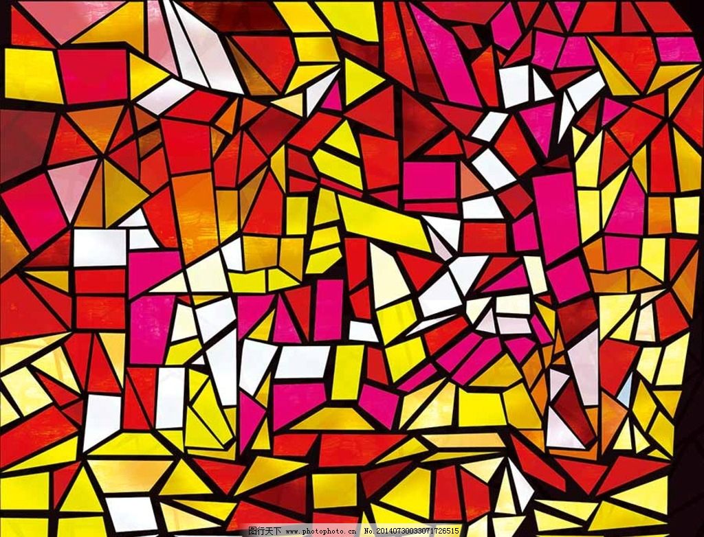 彩色玻璃 红色玻璃 黄色玻璃 暖色玻璃 玻璃贴图 彩色玻璃画 教堂 宗教 彩色 窗户 美术 艺术 信徒 几何纹 PSD分层素材 建筑园林 设计 100DPI PSD