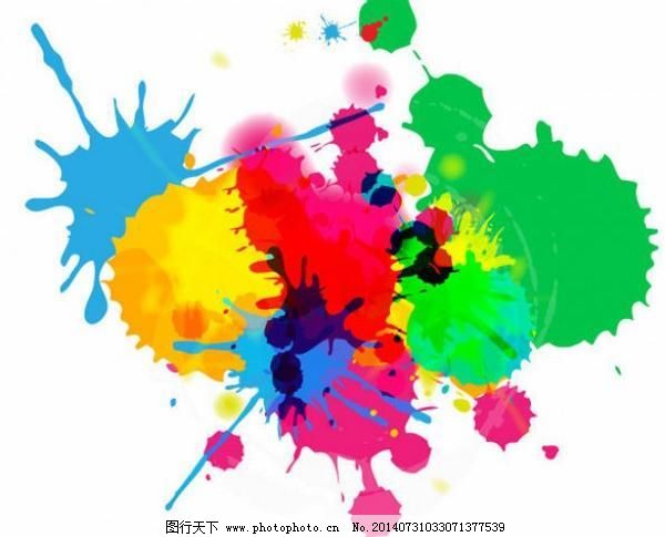 彩色墨水溅在白色背景矢量_其他_PSD分层_图行天下图库