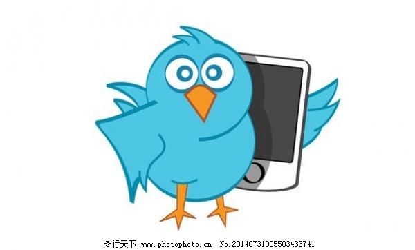 蓝鸟推特手机矢量图形