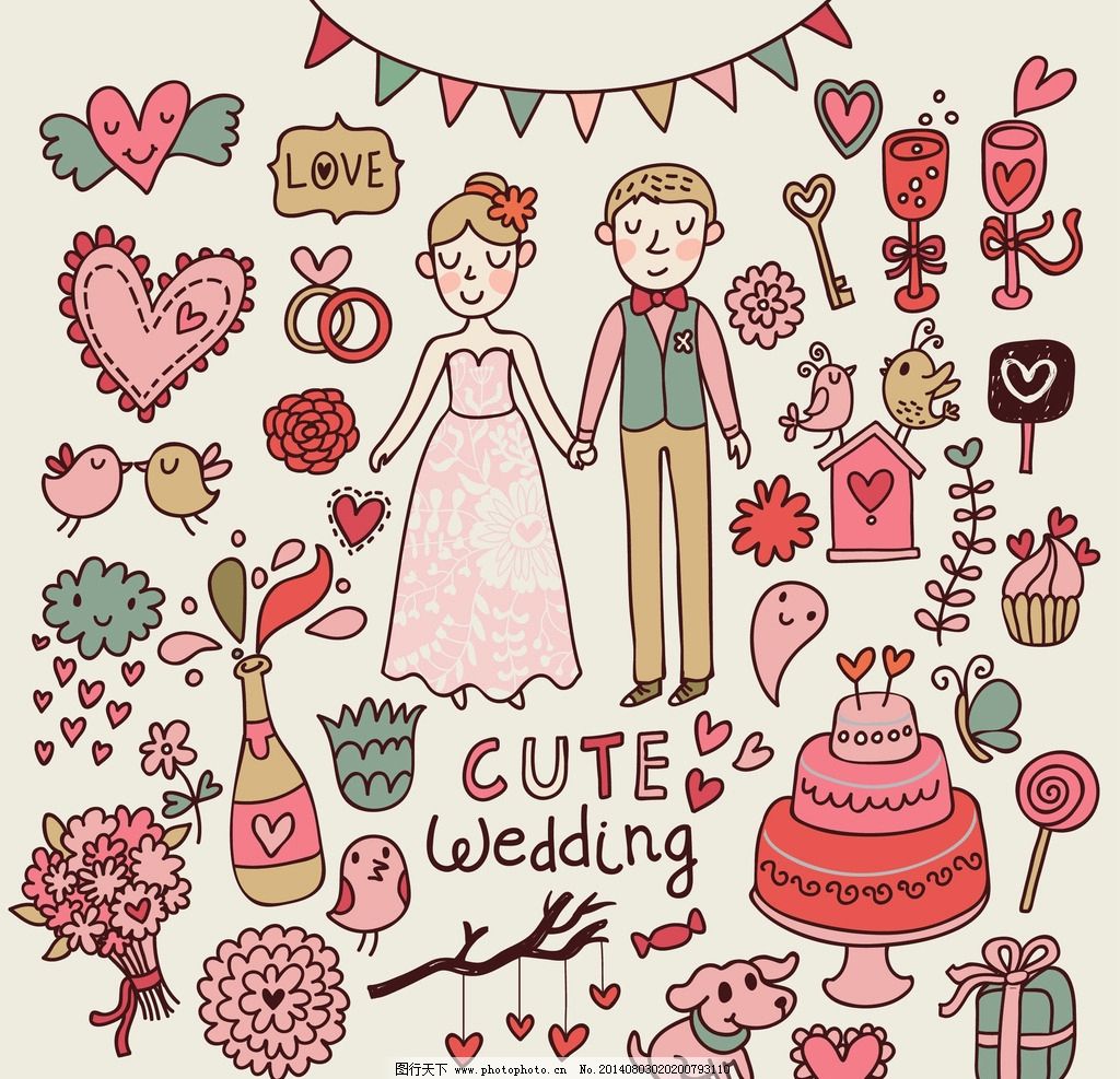 儿童线描花纹图案