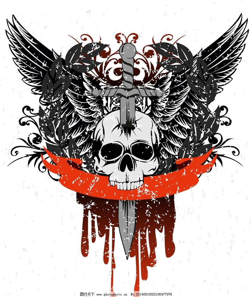 骷髅T恤图案设计 骷髅 纹身图案 skull T恤设计 T恤花纹 服装设计 T恤 T恤样式 T恤款式 欧式卡通 欧式设计 欧美设计 服装图案 T恤图案 花纹图标 花纹设计 炫丽背景 复古设计 怀旧设计 卡通设计 广告设计 设计 EPS