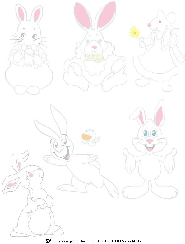卡通兔子矢量免费下载 动物 蝴蝶结 花朵 卡通 漫画 模板 设计稿 素材 素材元素 图案 卡通 漫画 线描 图案 兔子 动物 鸭子 花朵 蝴蝶结 素材元素 素材 模板 设计稿 源文件 下载 图库 矢量图