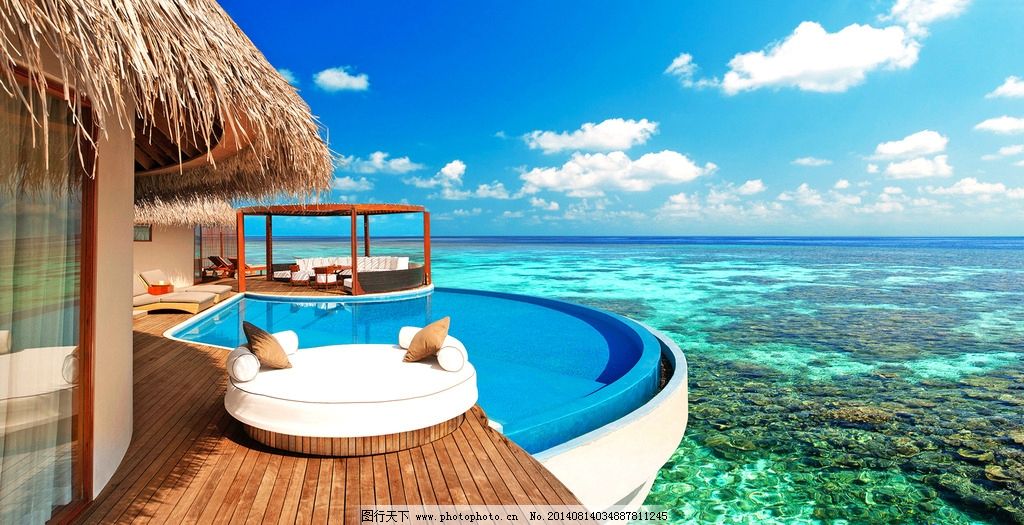 海边房子图片,海边风景 自然风景 风景壁纸 海滩 海浪-图行天下图库