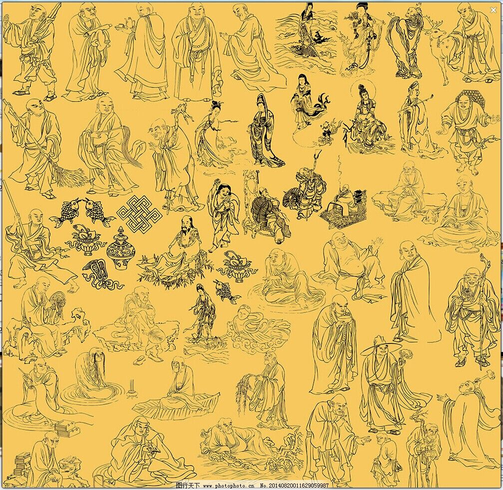 佛教人物免费下载 300dpi psd psd分层素材 白描 白描人物 佛教 古代图片