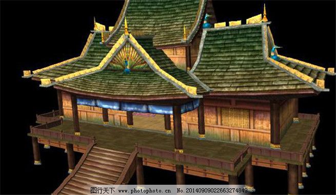 鼓楼建筑游戏模型素材