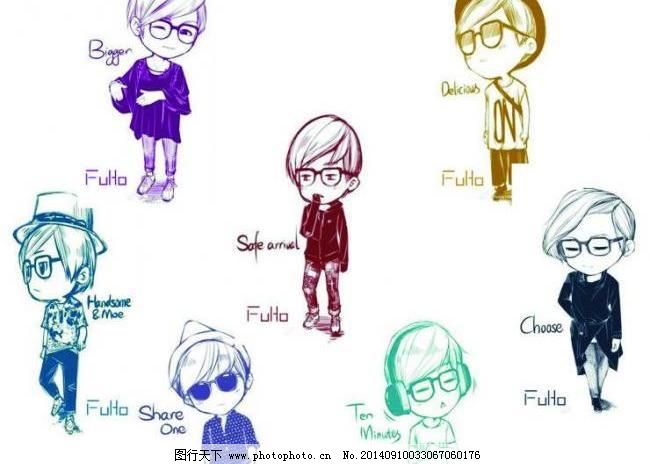 单色简笔画帅哥图片