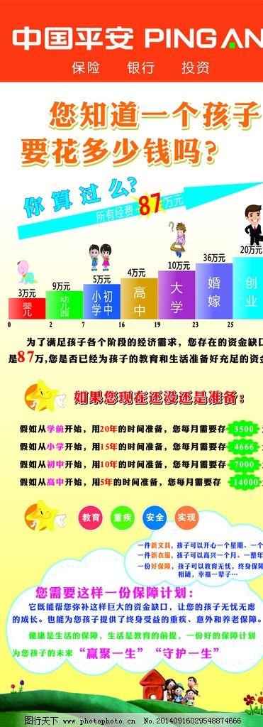 中国平安保险易拉宝图片,儿童 成长 平安标志-