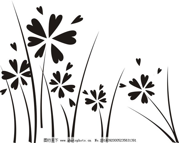 矢量黑白花图片