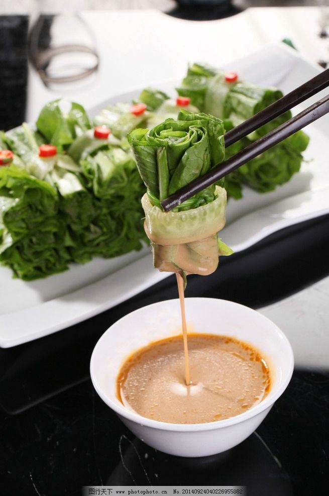麻酱油麦菜图片,麻酱凤尾 冷菜 蘸酱油麦菜 传统