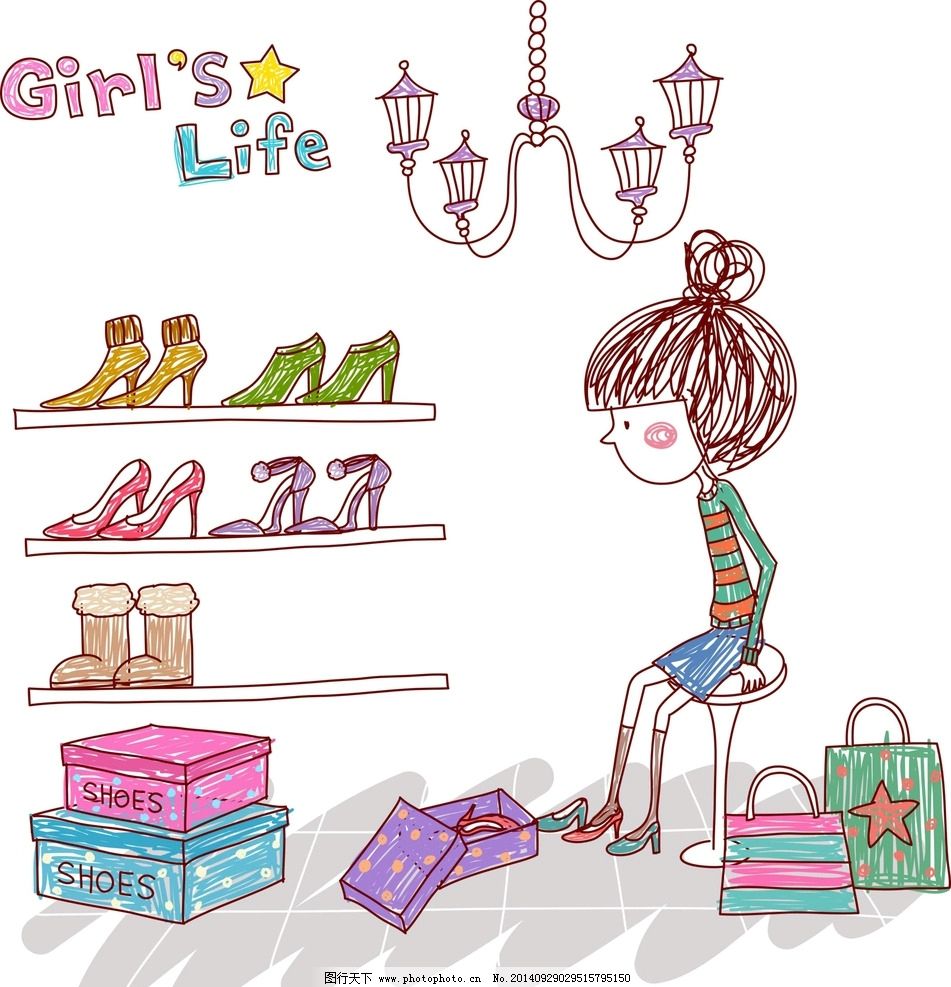时尚购物女孩 鞋包图片,鞋子 女装 淘宝 卡通 高