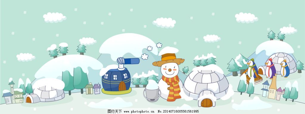 冬天里的风景 冬天里的风景免费下载 插图 卡通 下雪 矢量图 其他矢量图
