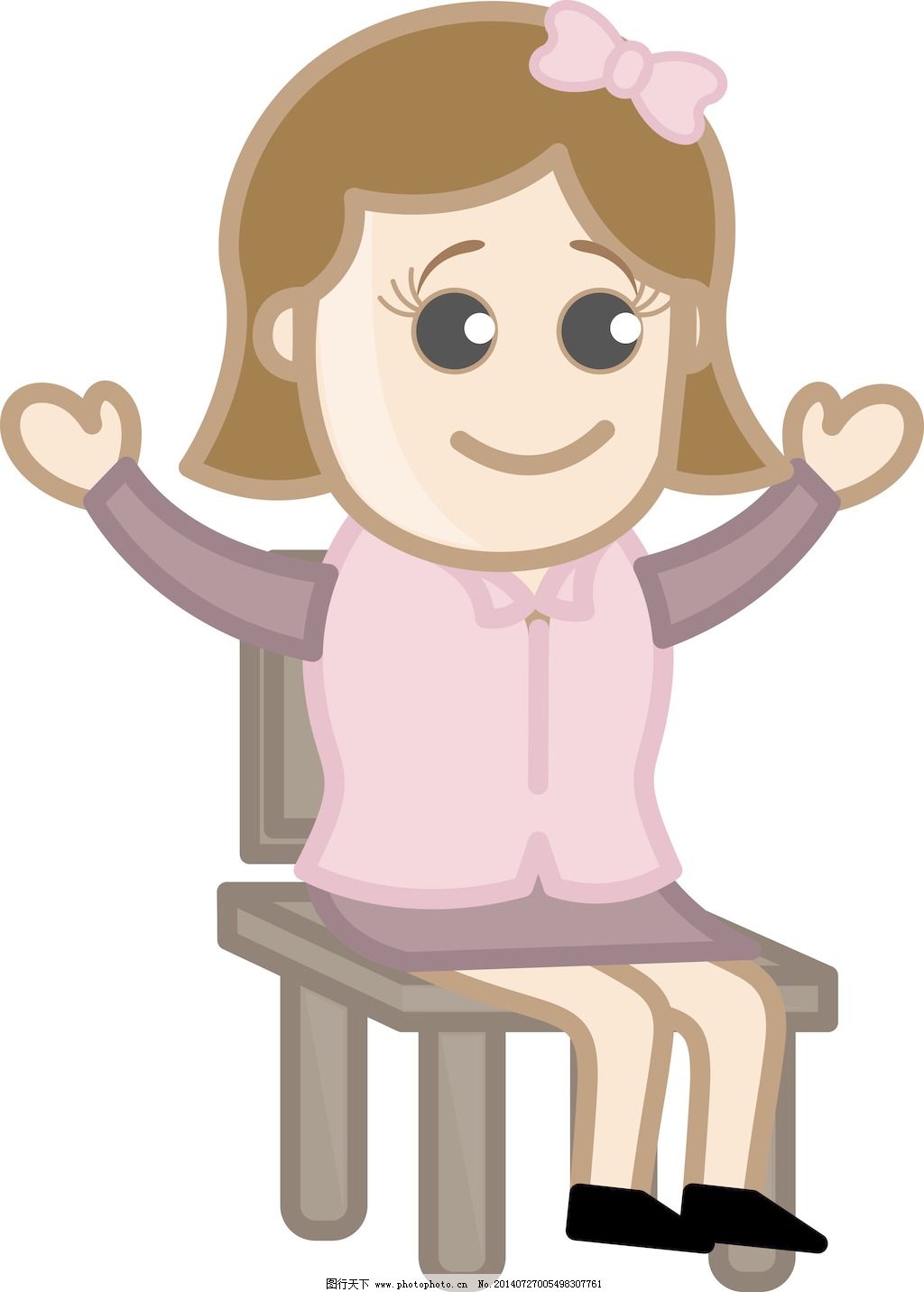 Photo de personnage de dessin animé de petite fille assise sur un taboure_Numéro de l ...