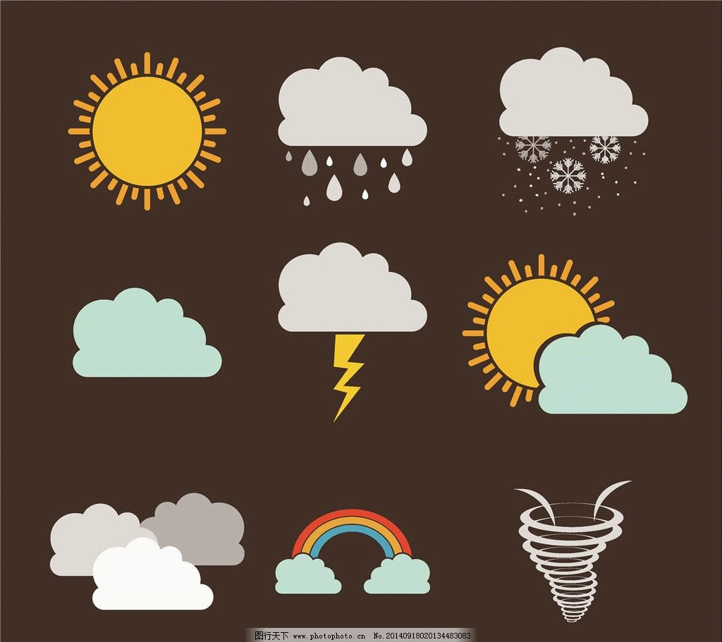 卡通天气预报图标素材 - 天气 - 易图网